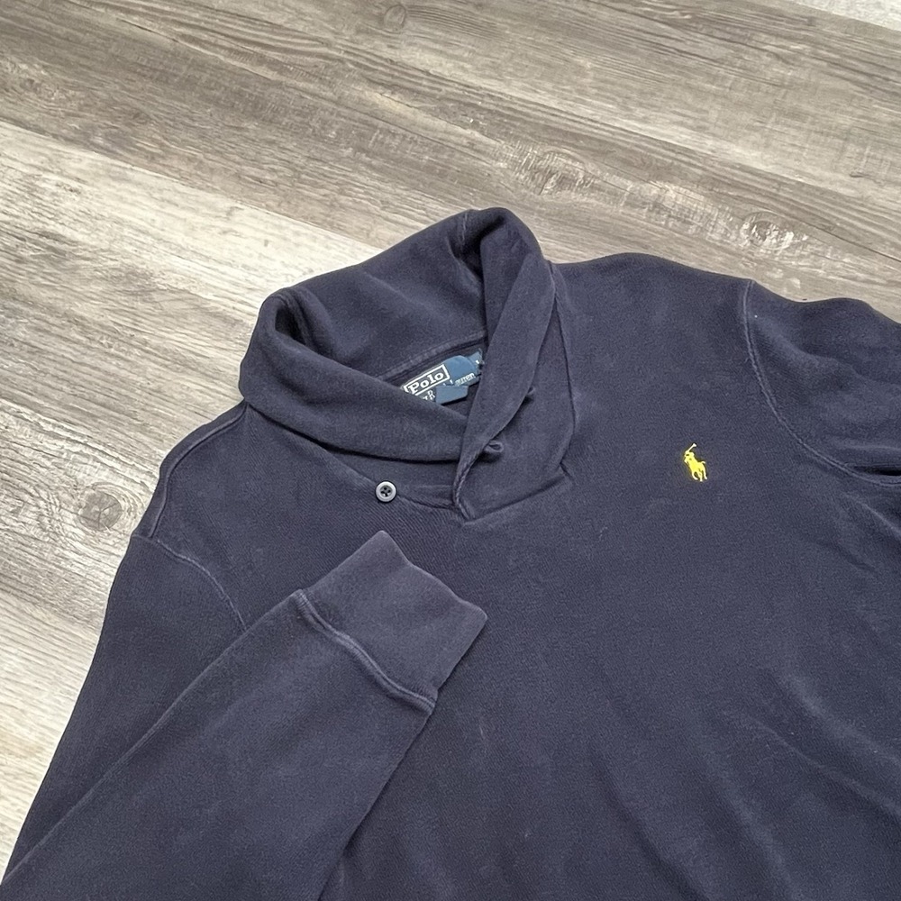 Vintage Polo Ralph Lauren Pony Preppy Cowl Neck Blue Large Long Sleeve Sweater